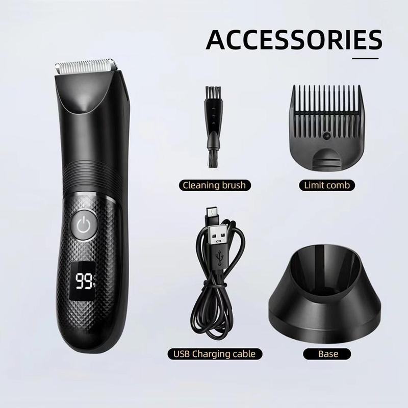 Men's Waterproof Body & Manscaping Trimmer Kit, 1 Box Rechargeable Hair Trimmer with Limit Combs, Body Shaver Body Hair Trimmers for Men, Safety Hair Clippers for Men, Barber Clippers, Barber Equipment, Halloween, Christmas, Fall, Winter Gift