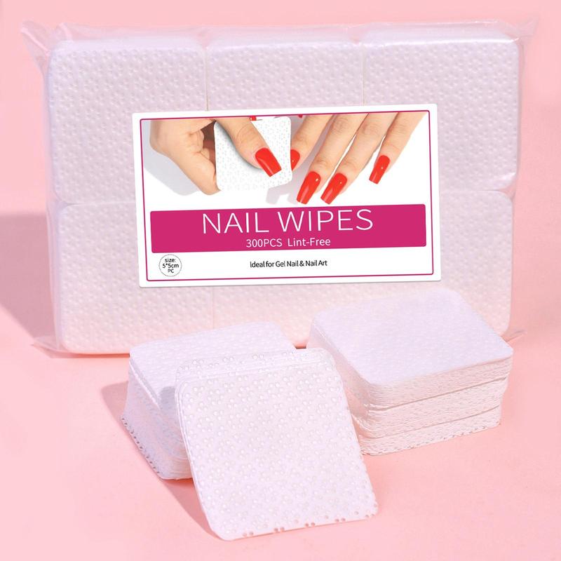 Nail Polish Remover Pad, 300pcs Nail Polish Glue Cleaning Pads, Absorbent Lint Free Nail Glue Wipes, Disposable Nail Glue Removal Wiping Sheets