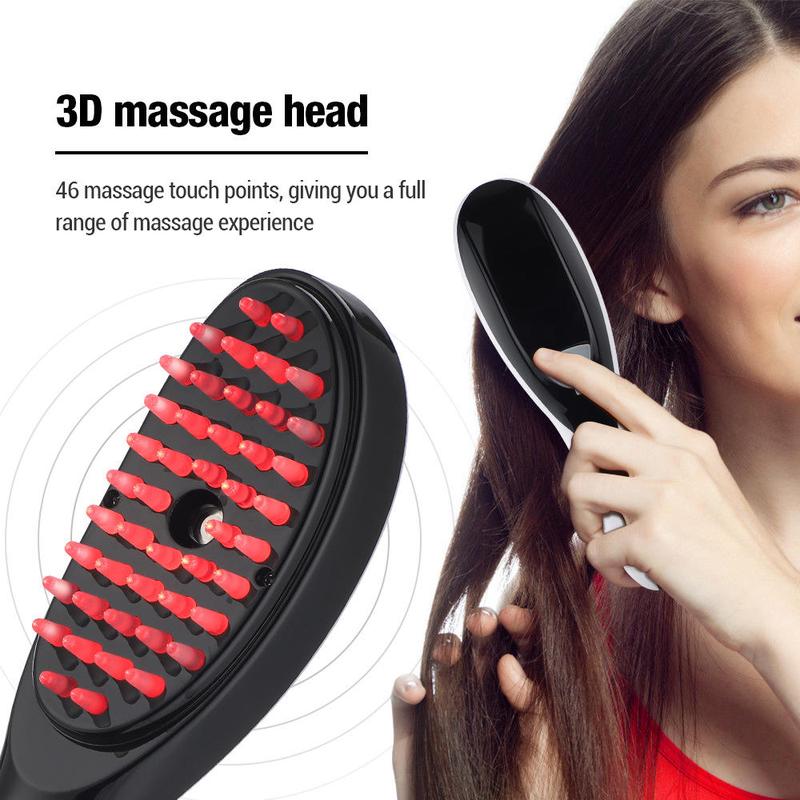 1 Fashion Electric Massage Comb with Red & Blue Light Massage Care Head Good for Head and Hair Vibration Massage Health Comb Comfort