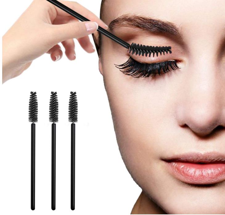 100 Pcs Disposable Eyelash Mascara Brushes for Eye Lashes Extension Eyebrow and Makeup (Black)