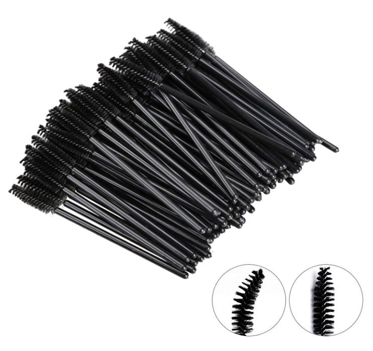 100 Pcs Disposable Eyelash Mascara Brushes for Eye Lashes Extension Eyebrow and Makeup (Black)