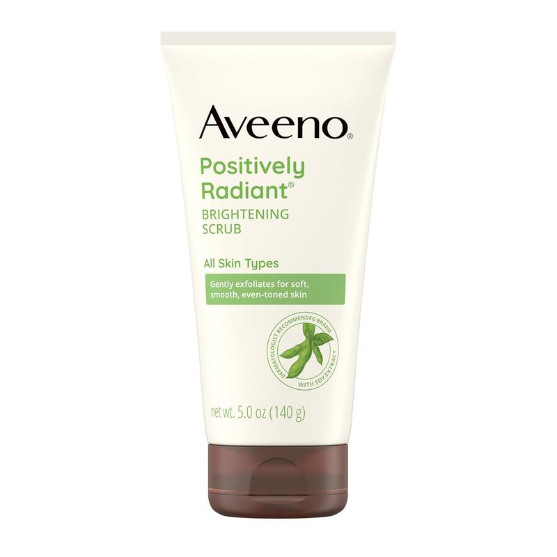 [Skin & Earth] Aveeno Positively Radiant Exfoliating Facial Scrub, 5 FL OZ, Brightening with Soy Extract for Smooth Skin