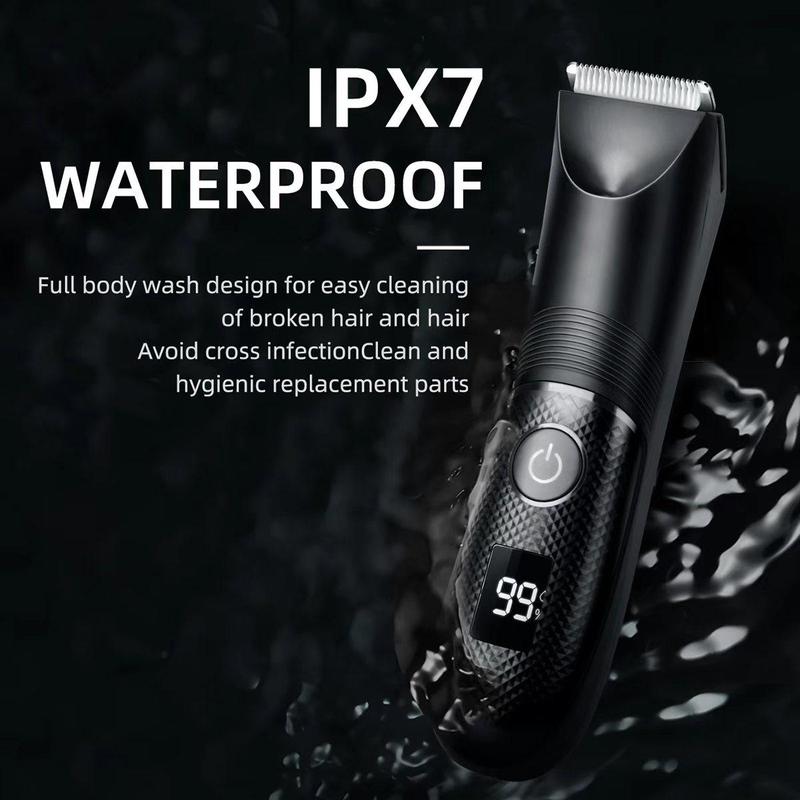 Men's Waterproof Body & Manscaping Trimmer Kit, 1 Box Rechargeable Hair Trimmer with Limit Combs, Body Shaver Body Hair Trimmers for Men, Safety Hair Clippers for Men, Barber Clippers, Barber Equipment, Halloween, Christmas, Fall, Winter Gift