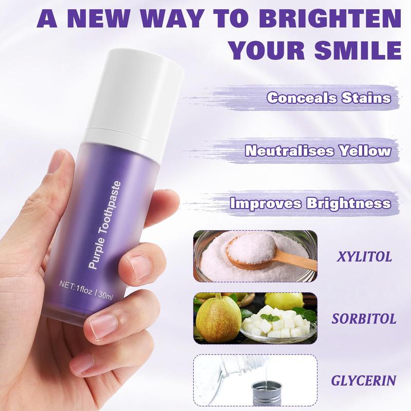 Purple Toothpaste for Teeth Whitening: Effective Stain Removal & Color Correction. Get a Brighter Smile with Our Purple Toothpaste Whitening Kit. Teeth Whitening Simplified