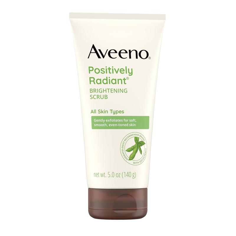 [Skin & Earth] Aveeno Positively Radiant Exfoliating Facial Scrub, 5 FL OZ, Brightening with Soy Extract for Smooth Skin