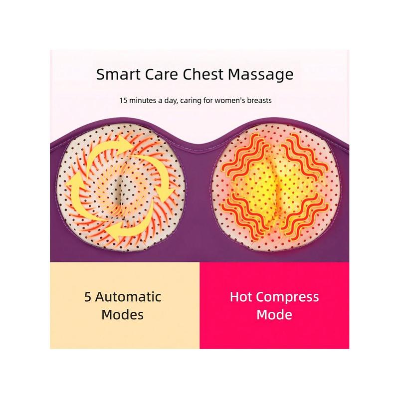 E-Verse Store Portable Chest Massager with Vibration & Heat, 5 Modes, 3 Levels Adjustable - Suitable for Various Chest Shapes