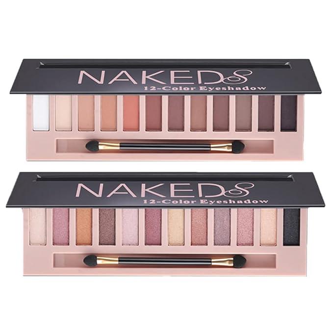 BestLand 2 Pack 12 Colors Makeup Nude Colors Eyeshadow Palette Natural Nude Matte Shimmer Glitter Pigment Eye Shadow Pallete Set Waterproof Smokey Professional Beauty Makeup Kit (2 PCS) Cosmetic