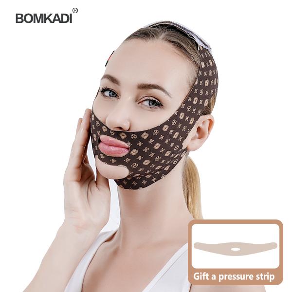 BOMKADI Double Chin Mask, Far Infrared Chin Strap V Line Face Chin Lifting Strap, Jaw Exerciser for Women