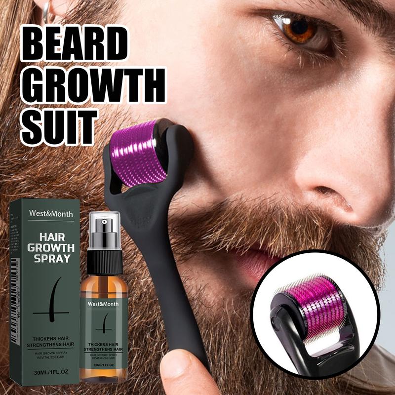 West&Month Moustache Spray Set, Moisturizing Spray Facial Hair Treatment Boosting Beard Growth Thickening Liquid beard  oil