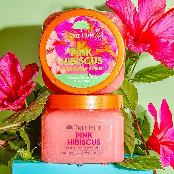 Tree Hut Pink Hibiscus Shea Sugar Scrub | Exfoliating Body Scrub Removes Dead, Dry Skin for a Soft & Hydrated Feel | Nourishing Essential Body Care | 18 fl oz.