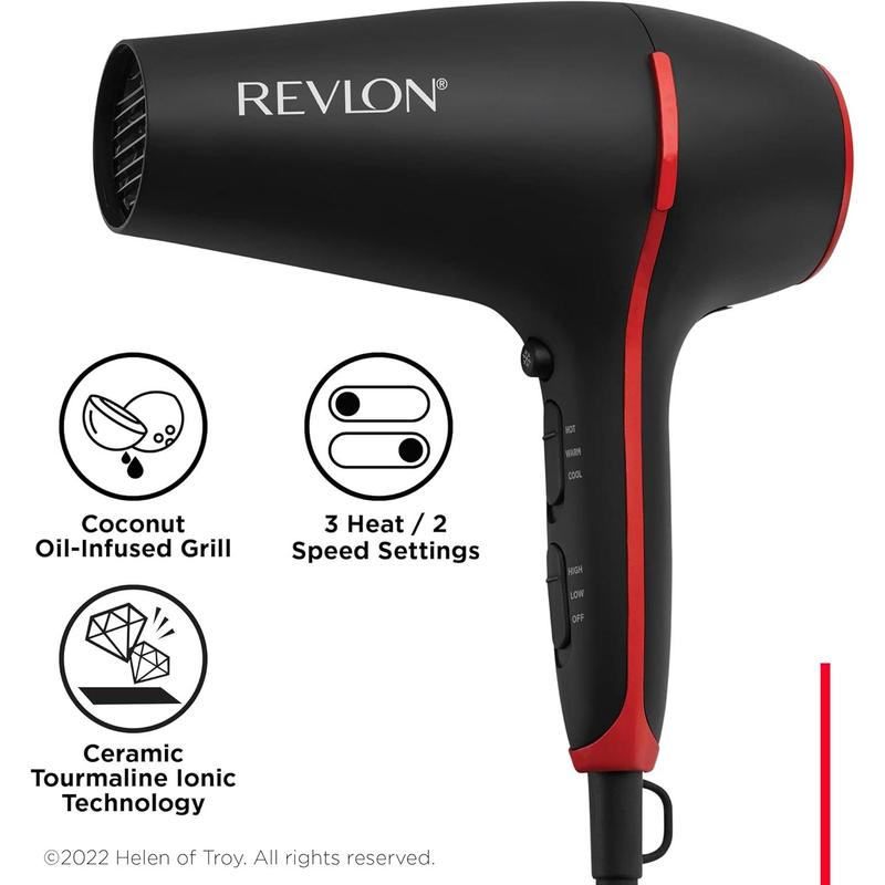 Hair Dryer with Diffuser | 1875W Hair Dryer Enhances Shine for Smoother Hair and Tames Frizz for Silky Results (Black)