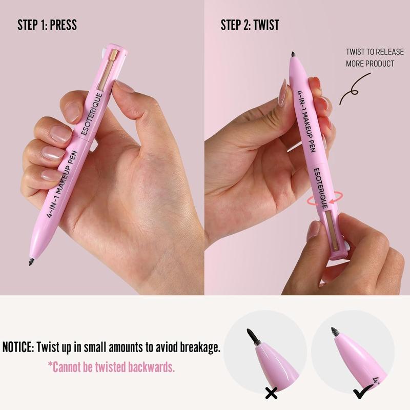 4-in-1 makeup pencil, eyeliner, lip liner, brow pencil and highlighter in one pencil, convenient and compact for travel - animal-free and vegan-friendly, shade 03