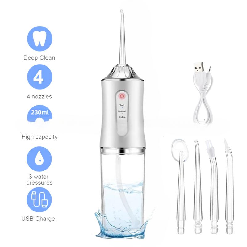 Rechargeable Oral Irrigator - 3 Modes, 4 Nozzles, Perfect for Travel Christmas present Rechargeable Portable Water Flosser