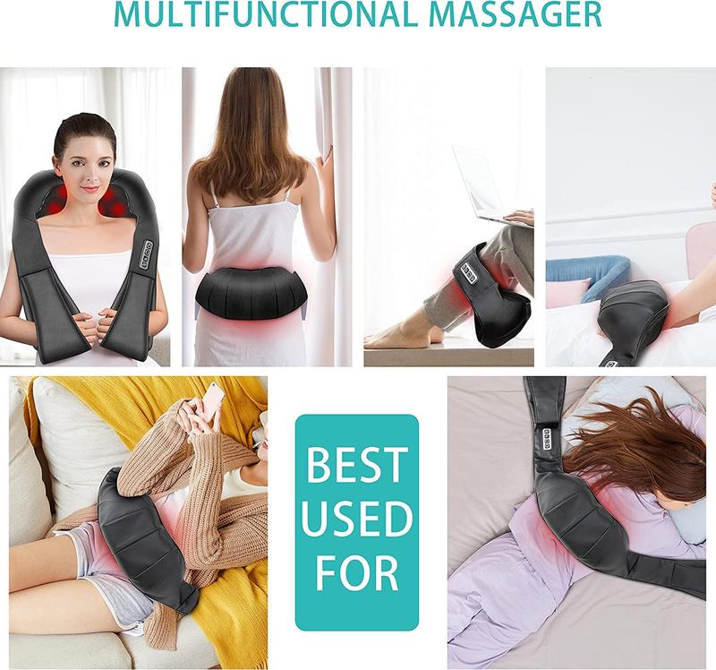 Shiatsu Back and Neck Massager, Back Massager Deep Tissue Kneading Massager Neck and Shoulder Massager with Heat, Electric 4D Massage Pillow Fathers Day Dad Gifts from Daughter(NOT Cordless)