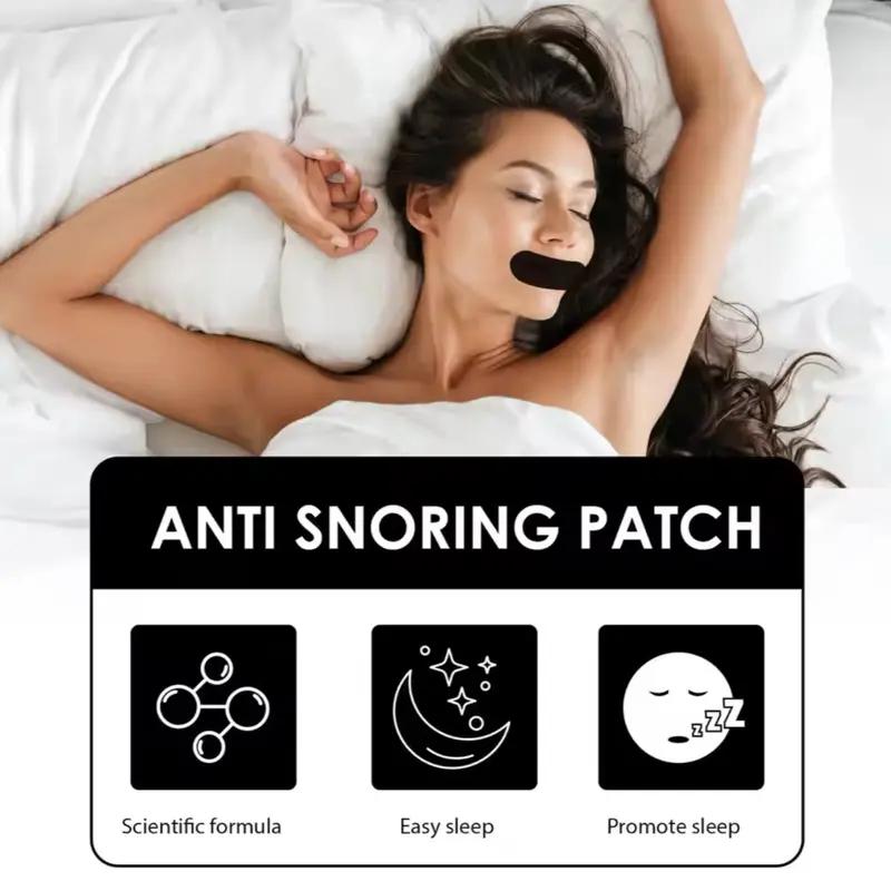 60 Pcs Black Mouth Tape – Effective Snoring Solution, Gentle Adhesive Strips for Enhanced Sleep Quality