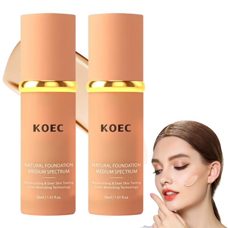 KOEC 4-in-1 Liquid Foundation for All Skin Types, Oil-Free Soft Matte Long-lasting Concealer Moisturizer with 24 Hour Coverage, Suitable for Any Skin Type