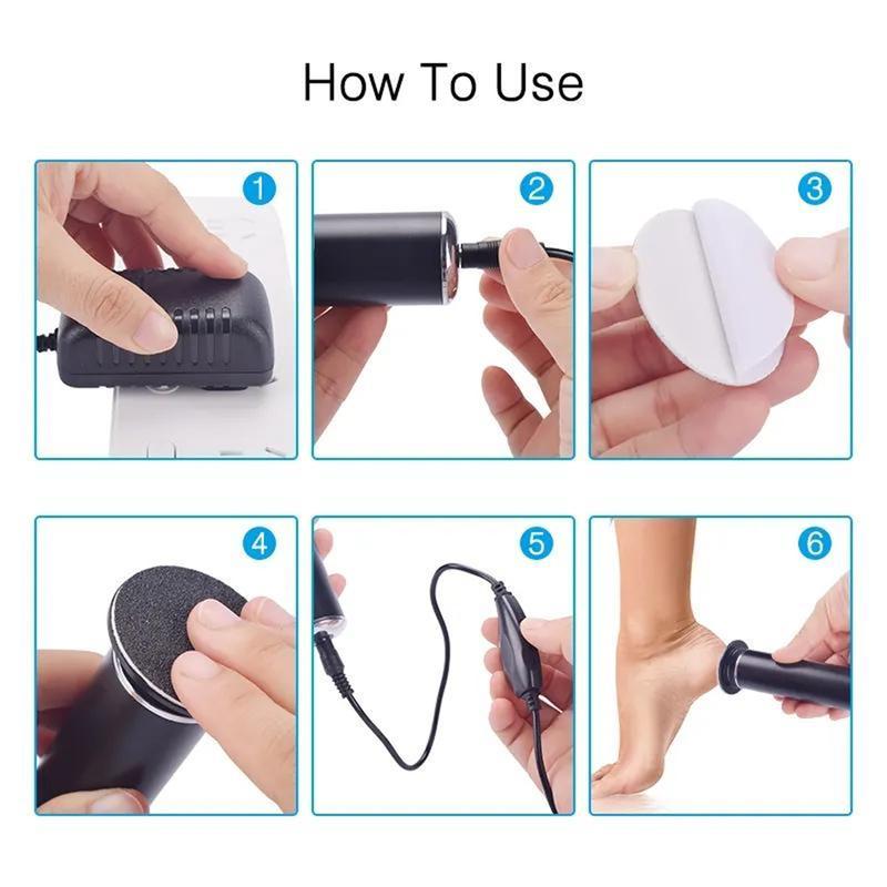 Electric Foot File Removal Professional Foot Tool Adjustable Speed Sandpaper Tray for Dead Skin Calluses Manicure comes with 60 pieces of replacement sandpaper tray and brush