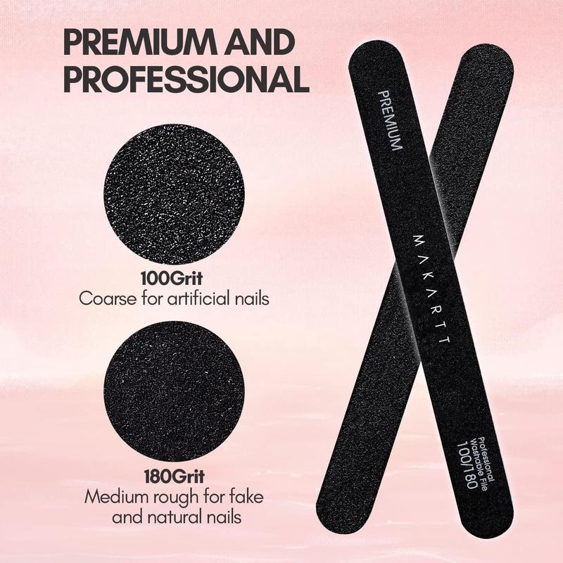 Makartt 10pcs Nail File Kit - 100 180 Grit Emery Boards, Black Manicure Nail Care