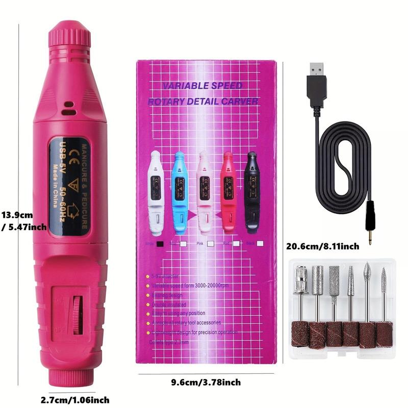 Electric Nail Drill, 1 Set Professional Acrylic Nail Kit, Gel Remover Nail Tools, File Finger Toe Care Nail Tips Nail Care, Nail Polishing Machine Pedicure Machine Set