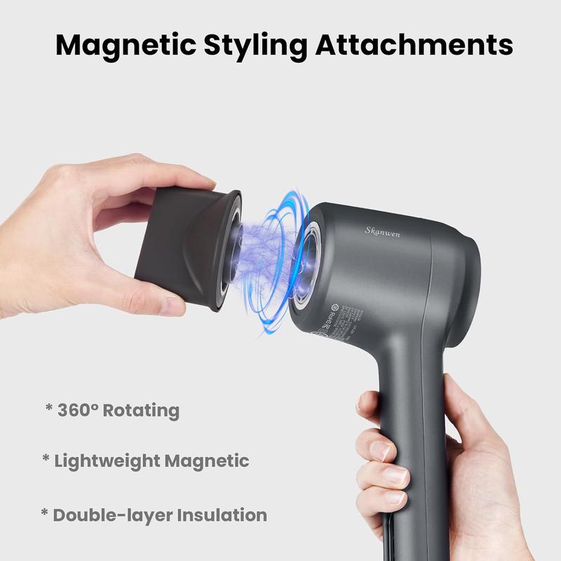 Professional Ionic Hair Dryer with Magnetic Nozzle and Styling Concentrator, 1400W High-Speed Brushless Motor for Fast-Drying