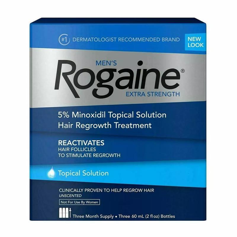 New Rogaine Men's 5% Minoxidil Hair Regrowth Treatment, 3 Month Supply - Promotes rapid regrowth for long-lasting hair