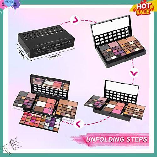 All In One Makeup Gift Kit - Ultimate Color Combination - 36 Eyeshadow, 28 Lip Gloss, 3 Blusher, 4 Concealer, 3 Contour Powder, 3 Brushes, 1 Mirror, 74 Colors Palette Set