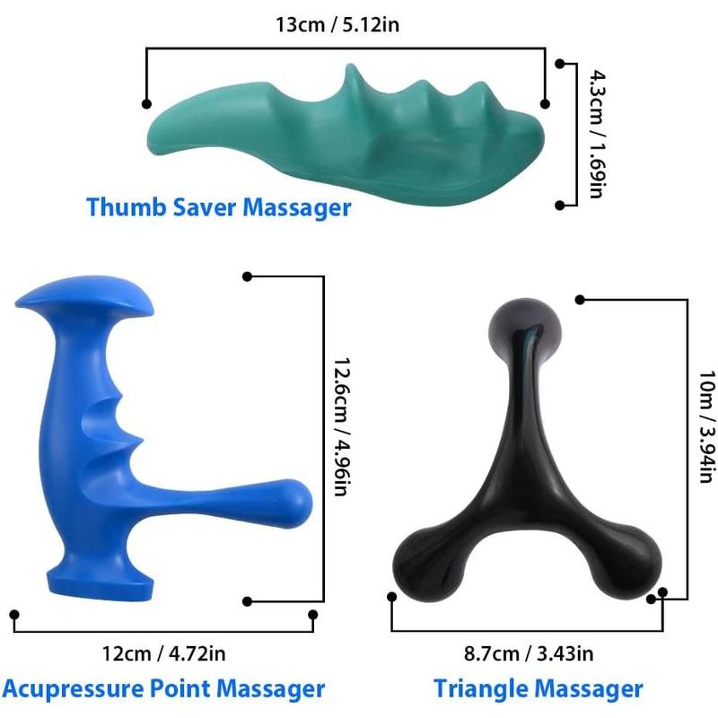 Manual Trigger Point Massage Tool and Thumb Saver for Full Body Deep Tissue Massage, with 3-Legged Massage Knobs, Stress Relief