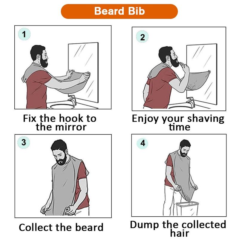 Beard Bib Beard Apron, Beard Hair Catcher for Men Shaving & Trimming Non-Stick Waterproof Beard Cape Hair Clippings Catcher Grooming Cloth with Suction Cups & A Box Birthday Gifts for Father's Day Men Him Boyfriend