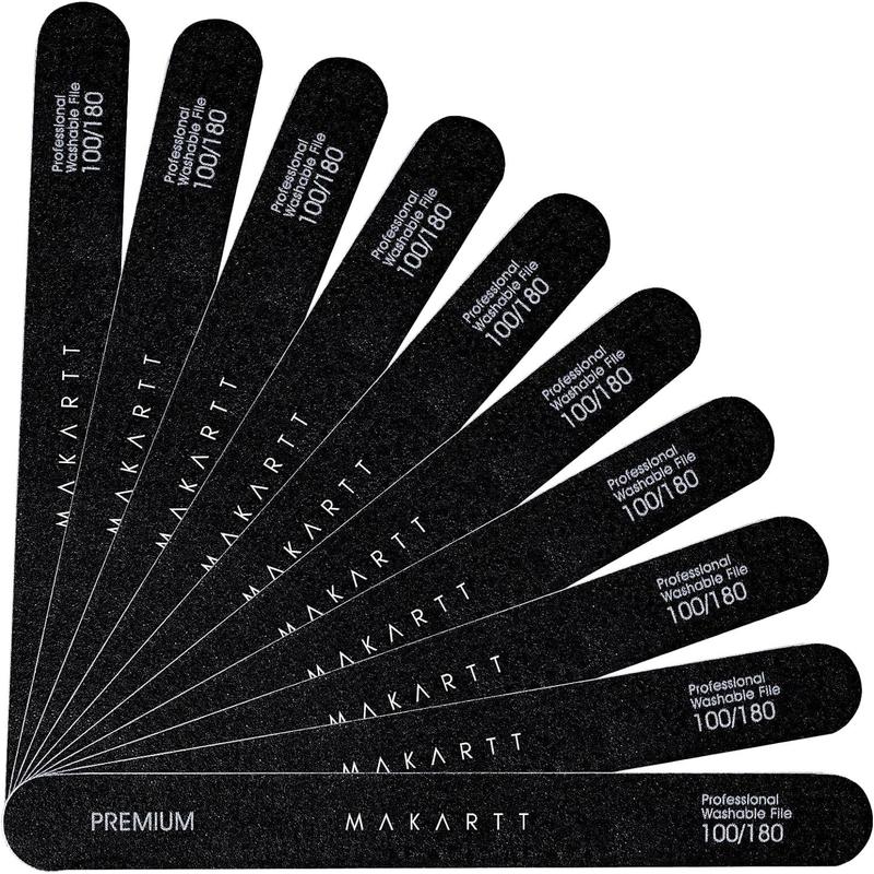 Makartt 10pcs Nail File Kit - 100 180 Grit Emery Boards, Black Manicure Nail Care