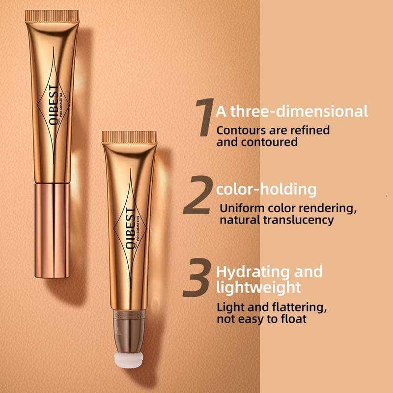 3PCS Liquid Contour Beauty Wall, Face Highlighter and Bronze Stick Attached with Pillow Applicator, Shimmer Long Lasting Silky Cream Face Highlighter Bronze Makeup Stick Liquid Blush Bronzer Brush Matte Powder Smooth Cosmetic Smooth Cosmetic