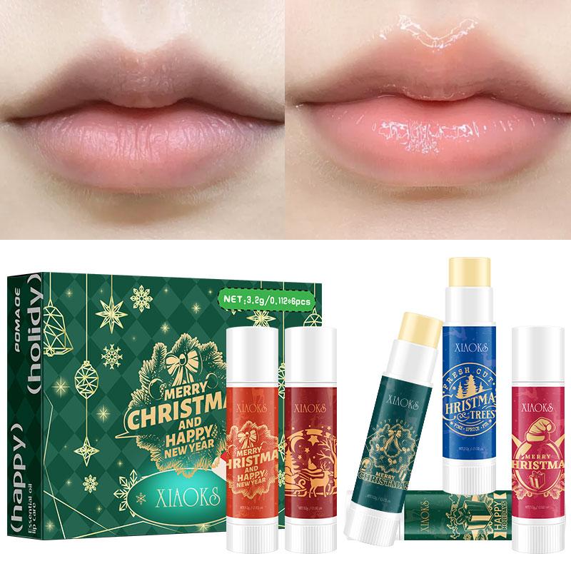 Six Christmas Wrapped Lipsticks-Christmas gift, lip balm to protect lips