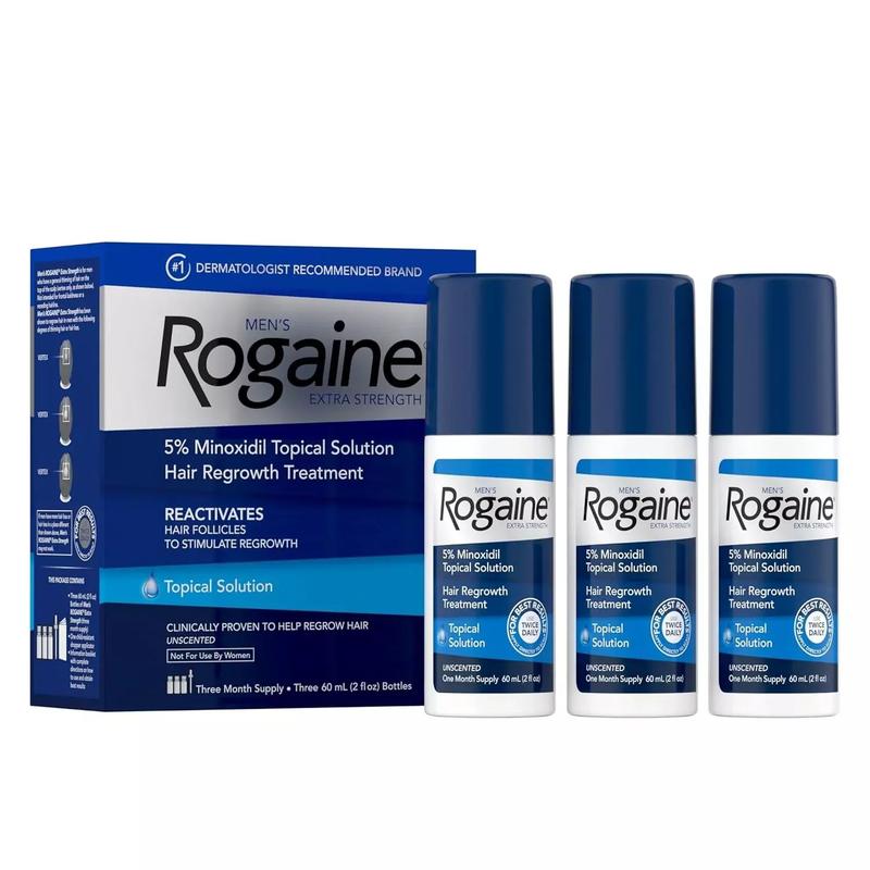 New Rogaine Men's 5% Minoxidil Hair Regrowth Treatment, 3 Month Supply - Promotes rapid regrowth for long-lasting hair