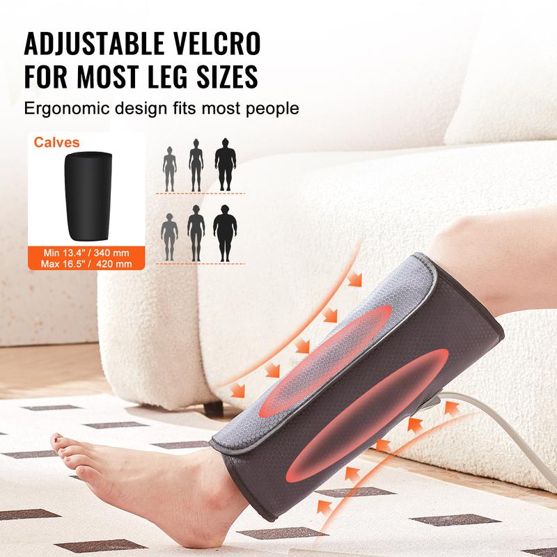 VEVOR Leg Massager with Heat, Air Compression Calf Massager with 3 Modes & 3 Intensities, 2 Heating Levels, Calf Wraps Massager with Handheld Controller for Leg Circulation and Swelling Pain Relief