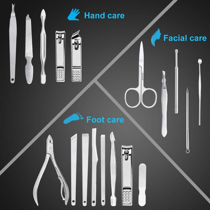 Nail Clippers Set Fingernail and Toenail Clipper Cutters, Manicure Pedicure Kit -18 Pieces Stainless Steel Professional Grooming Kits Nail Art Cutics