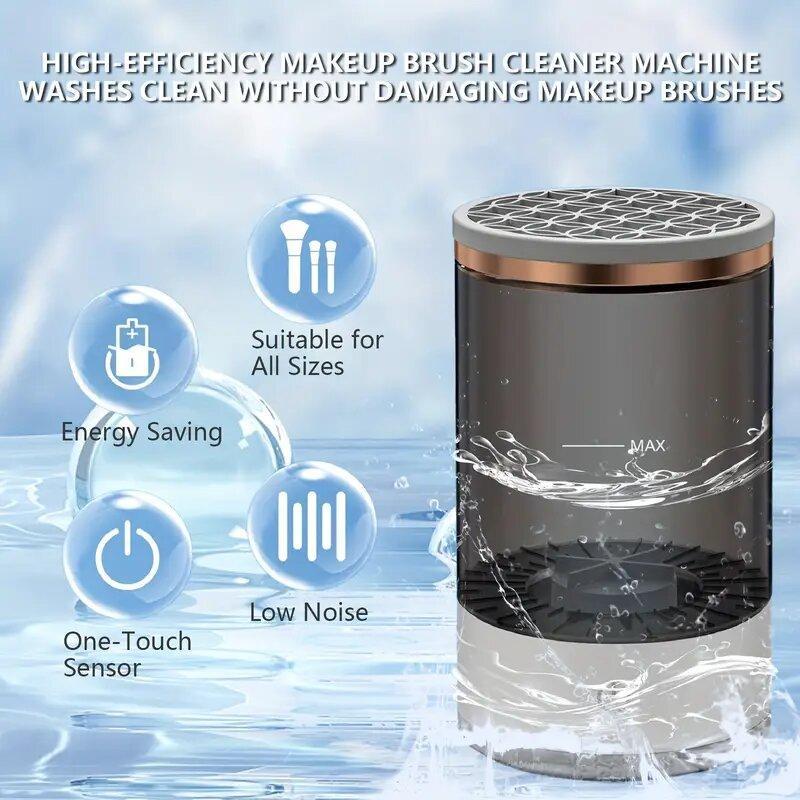 Portable Electric Makeup Brush Cleaner, USB Rechargeable Makeup Brush Cleaning Machine, Brushes Drying Rack, Makeup Tool for Women & Girls