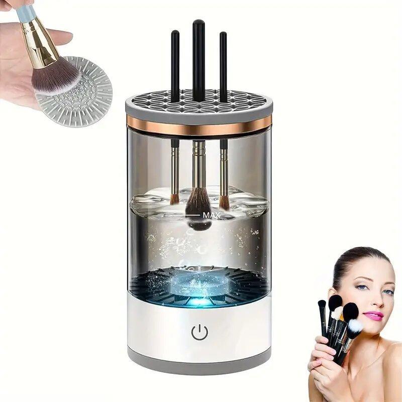 Portable Electric Makeup Brush Cleaner, USB Rechargeable Makeup Brush Cleaning Machine, Brushes Drying Rack, Makeup Tool for Women & Girls