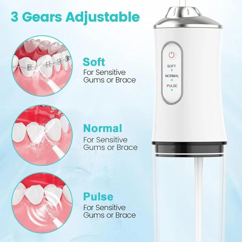 Rechargeable Oral Irrigator - 3 Modes, 4 Nozzles, Perfect for Travel Christmas present Rechargeable Portable Water Flosser