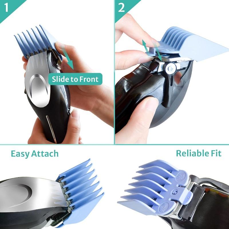 10 Professional Hair Clipper Guards Cutting Guides Fits for Wahl Clippers with Organizer, Color Coded Clipper Combs Replacement - 1 16