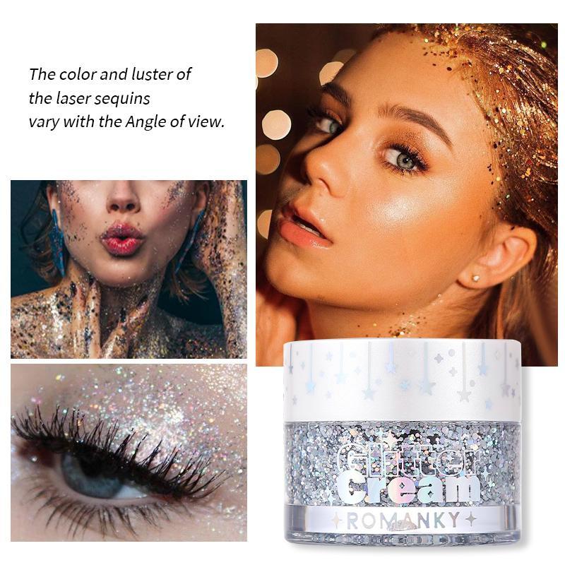 Glitter Gel for Body Makeup, 1 Count Long-lasting Multi-use Body Makeup Gel for Hair & Face, Shimmer Sequins Gel Perfect for Music Festivals & Performances