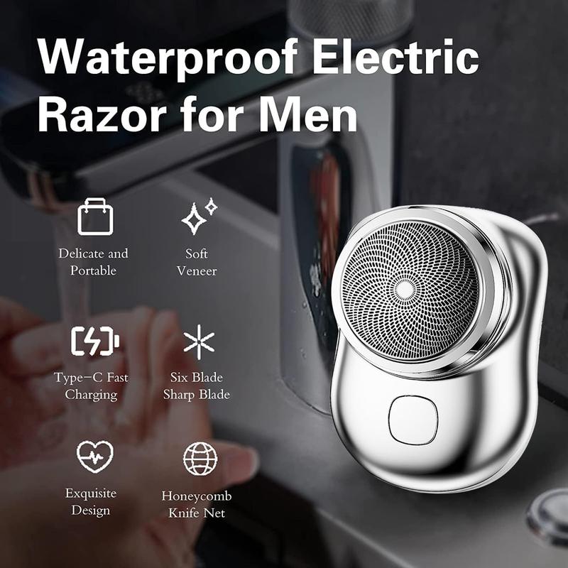 Mini Electric Shaver, Portable Electric Shavers for Men, Rechargeable Electric Razor for Men, Pocket Size Portable Shaver Wet and Dry, Easy One-Button Use, Suitable for Home, Travel, Car, and Gifts