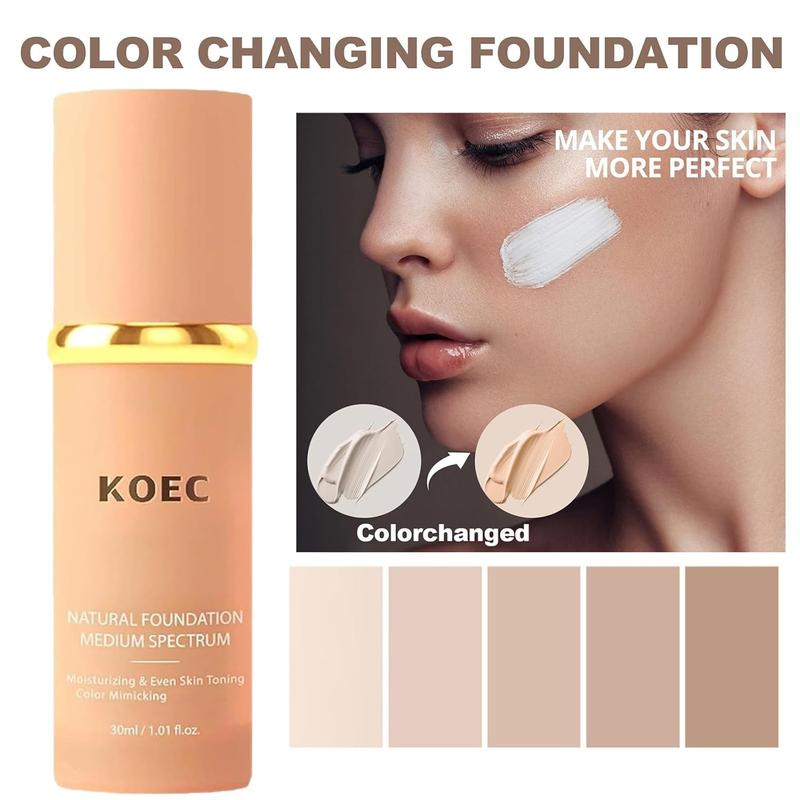 KOEC 4-in-1 Liquid Foundation for All Skin Types, Oil-Free Soft Matte Long-lasting Concealer Moisturizer with 24 Hour Coverage, Suitable for Any Skin Type