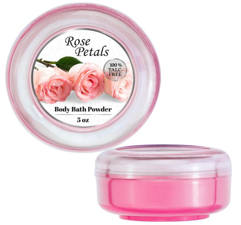 BBody Bath Powder for Women, 100% Talc-Free, Elegant Rose Petals Dusting Powder with Powder Puff, Extra Large (5oz)