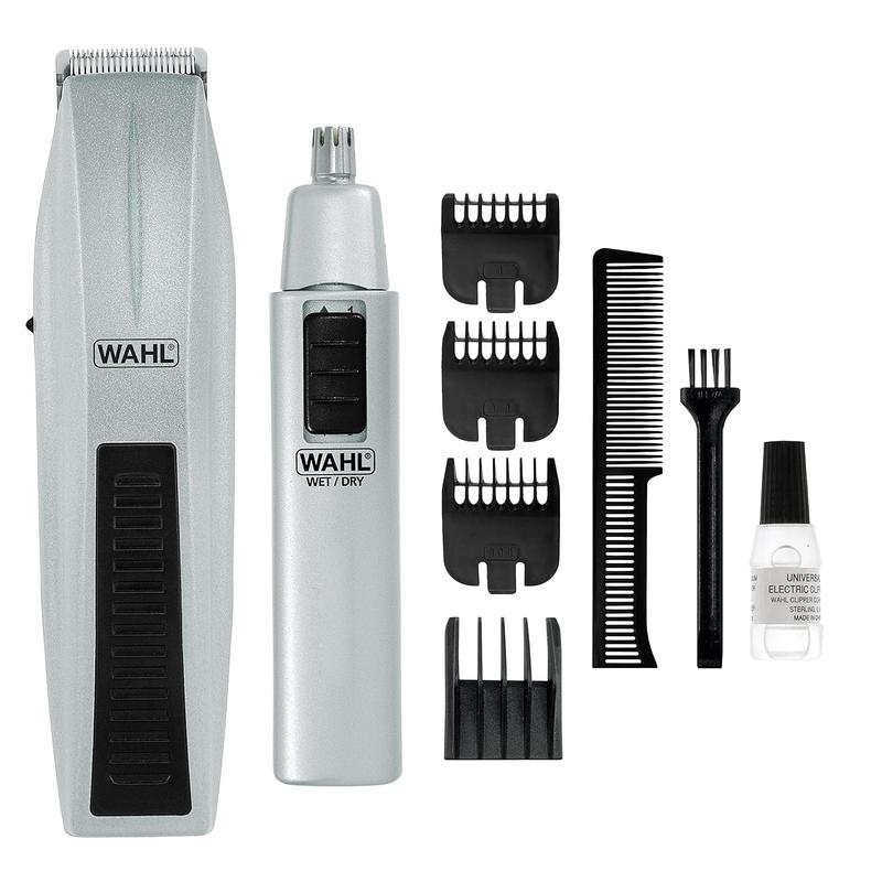 Beard Trimmer for Men - Battery Operated Facial Hair Grooming Set for Mustaches, Beard, Neckline, Light Detailing and Grooming with Bonus Battery Nose & Ear Hair Trimmer - Model 5537-420