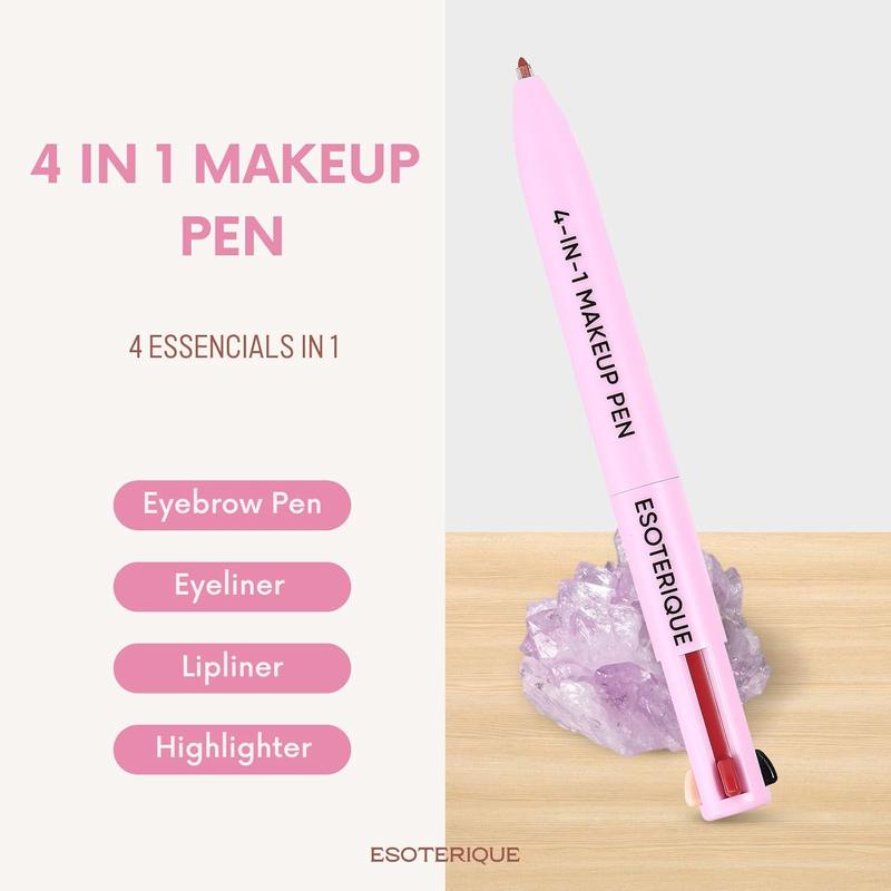 4-in-1 makeup pencil, eyeliner, lip liner, brow pencil and highlighter in one pencil, convenient and compact for travel - animal-free and vegan-friendly, shade 03