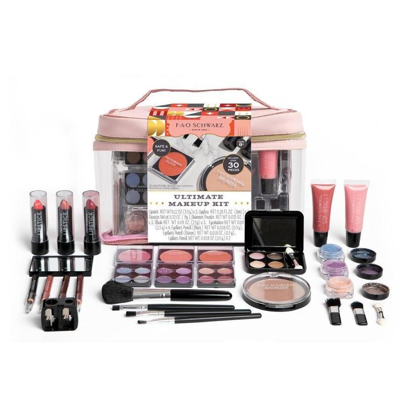 FAO Schwarz Ultimate Makeup Kit 32pc Brushes Lipstick Mirror Safe for Kids