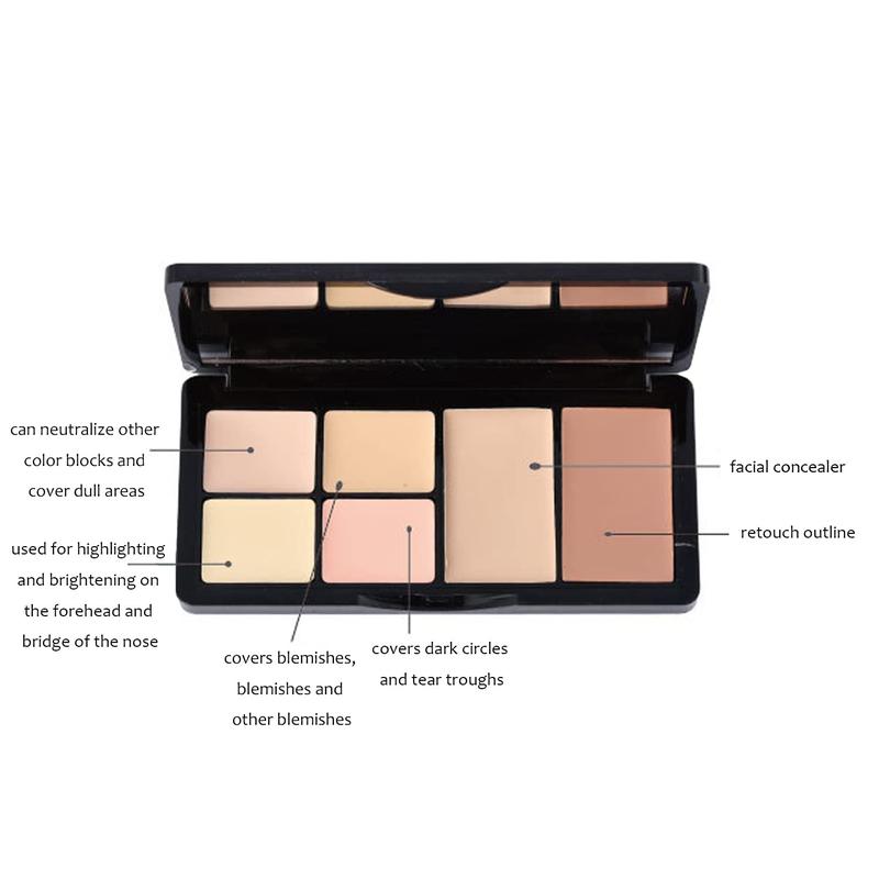 Concealer Contour Palette, 6 in 1 Color Correcting Concealer Contour Makeup Palette, Contour Foundation Highlighter Makeup Set for Dark Circles, Blemishes with 2 Pack Brushes