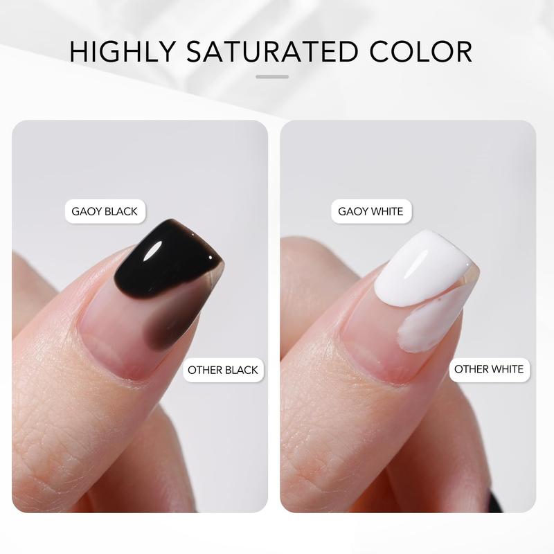 GAOY Black and White Gel Nail Polish, 16ml 2 Colors 2026 2027 Soak Off UV Gel Polish Set for Nail Art DIY Manicure at Home, Flawless Black and White