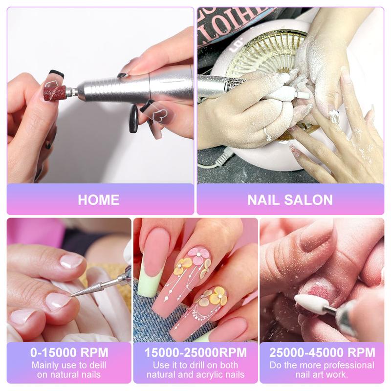 45000RPM Rechargeable Electric Nail Drill Machine With USB Connector Nail Polish Remover Drill Set Manicure Sander Low Noise Nail Care Cutics Nail Art