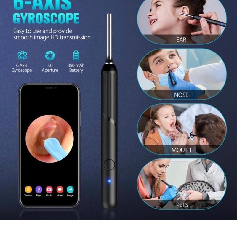 Ear Wax Removal Tool - Ear Cleaner with 1080P Camera, Ear Cleaning Kit with 8 Pcs Ear Set, Earwax Remover with Light, Endoscope with 5 Auxiliary Accessories, Otoscope for iPhone, iPad, Android Phones