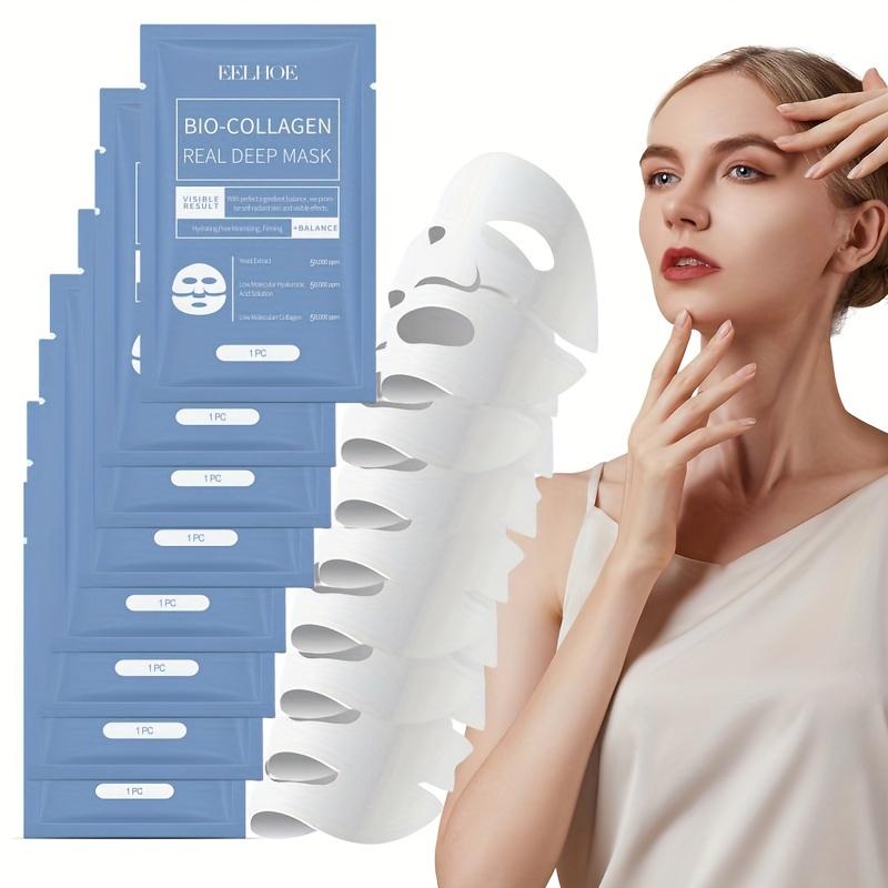 ( 8Pcs ) Bio-Collagen Real Deep Mask Pack Moisturizing and Firming Mask with Collagen, Hyaluronic Acid, Vitamin E and Niacinamide for All Skin Types Hydrating and Revitalizing